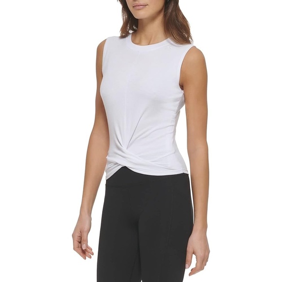 Dkny Tops - DKNY White Criss-Cross Front Active Tank Top – Size Large